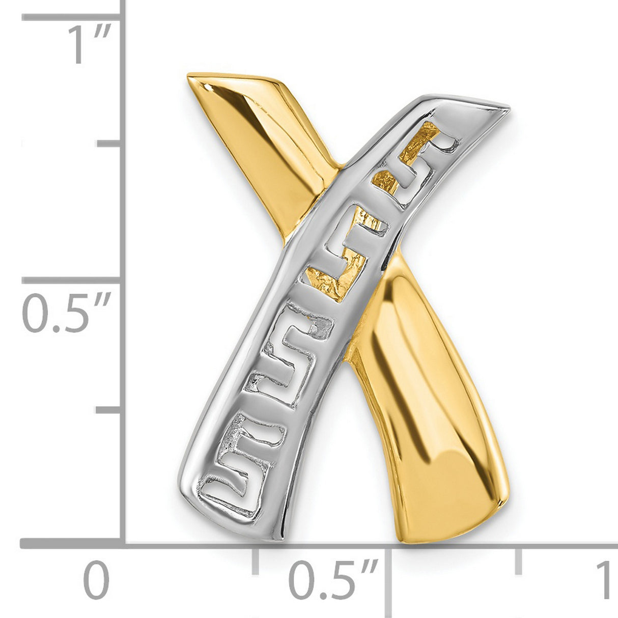 14k Multi-Tone Gold X Pendant with Greek Key Motif, Unisex Geometric Statement Jewelry