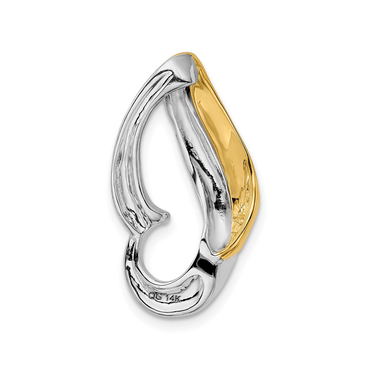 14k Two-Tone Gold Heart Pendant with Abstract Open Heart Design for Women