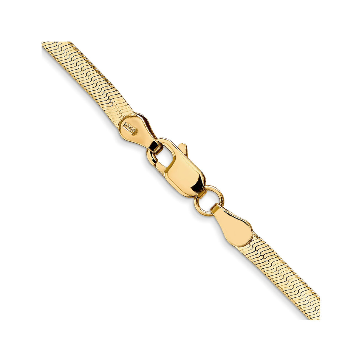14K Yellow Gold 3 mm Herringbone Chain Necklace, Polished alternate angle
