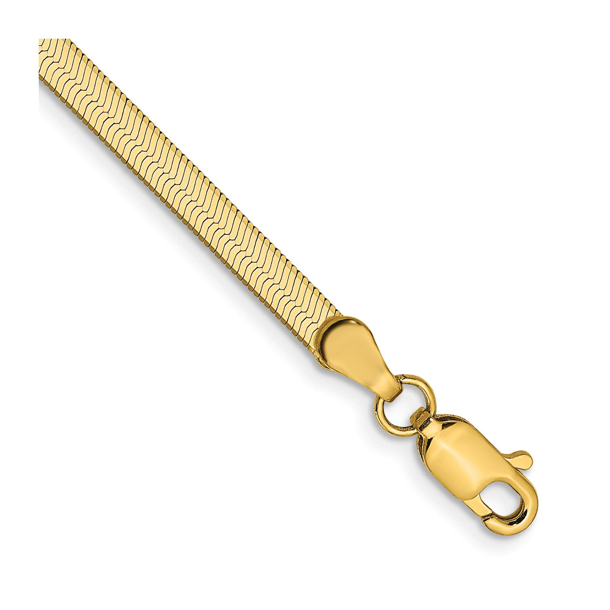 14K Yellow Gold 3 mm Herringbone Chain Bracelet, Polished