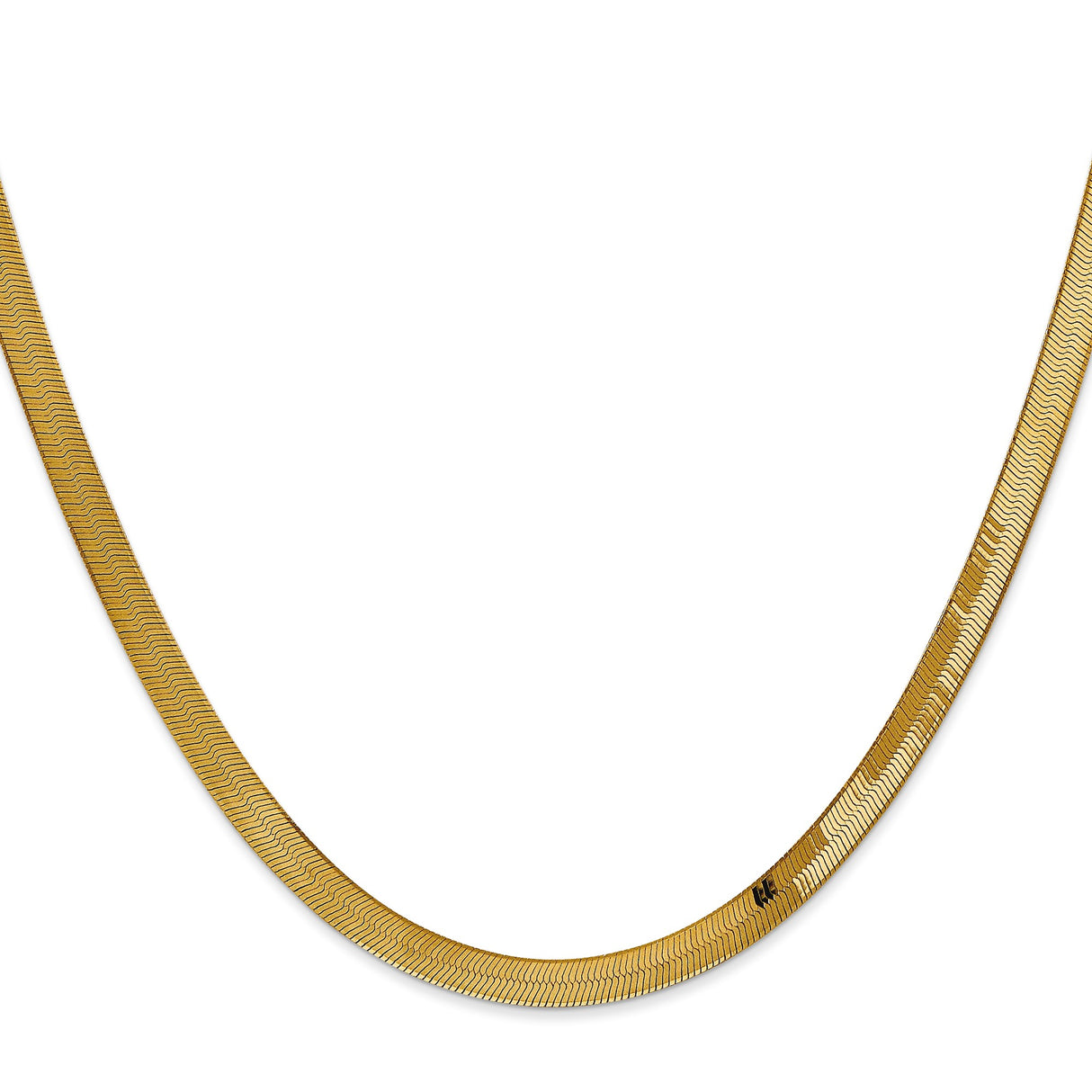 14K Yellow Gold 4 mm Herringbone Chain Necklace, Polished