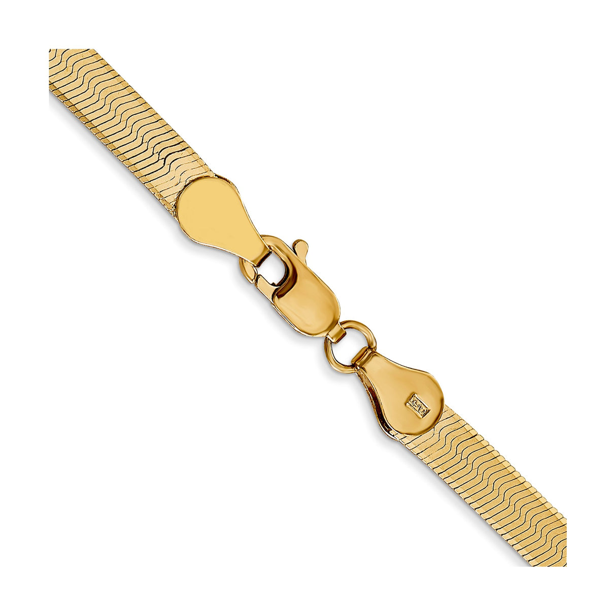 14K Yellow Gold 4 mm Herringbone Chain Necklace, Polished alternate angle