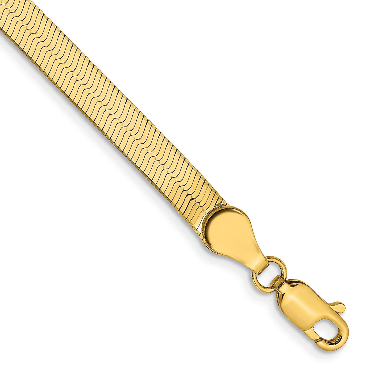 14K Yellow Gold 4 mm Herringbone Chain Bracelet, Polished