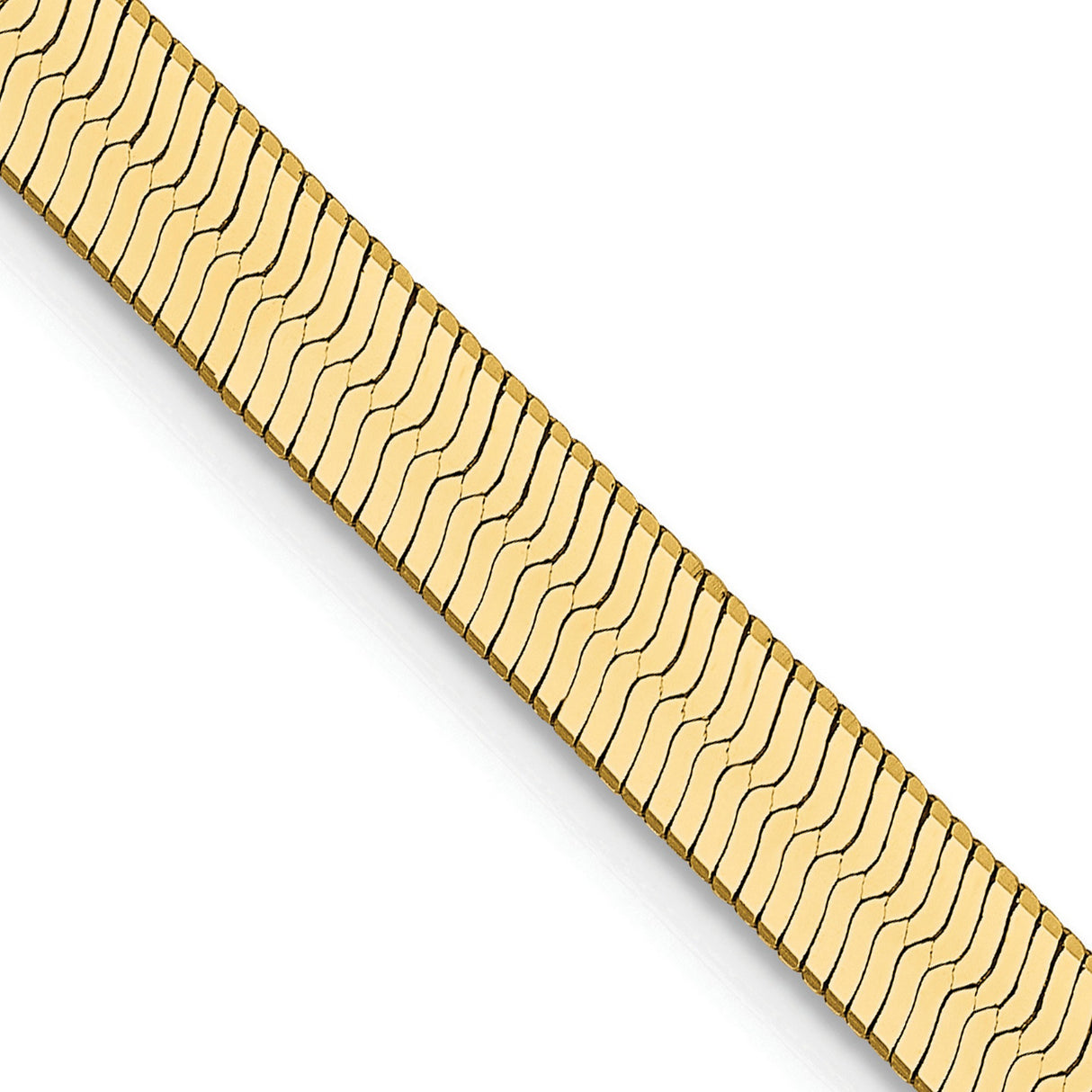 14K Yellow Gold 4 mm Herringbone Chain Necklace, Polished detail view