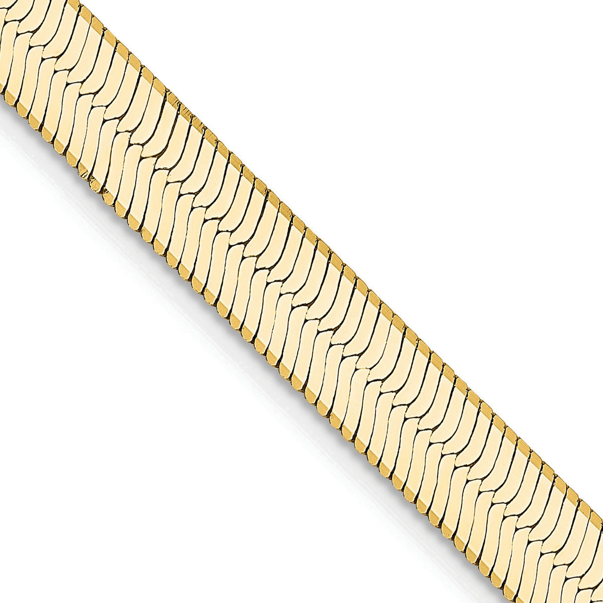 14K Yellow Gold 5.5 mm Herringbone Chain Necklace, Polished detail view