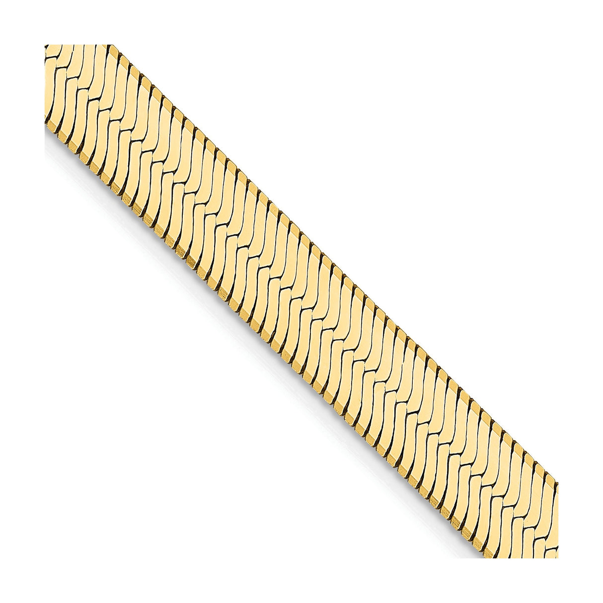 14K Yellow Gold 6.5 mm Herringbone Chain Necklace, Polished detail view