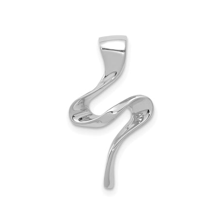 14k White Gold Swirl Pendant, Modern Abstract Sculptural Design for Women