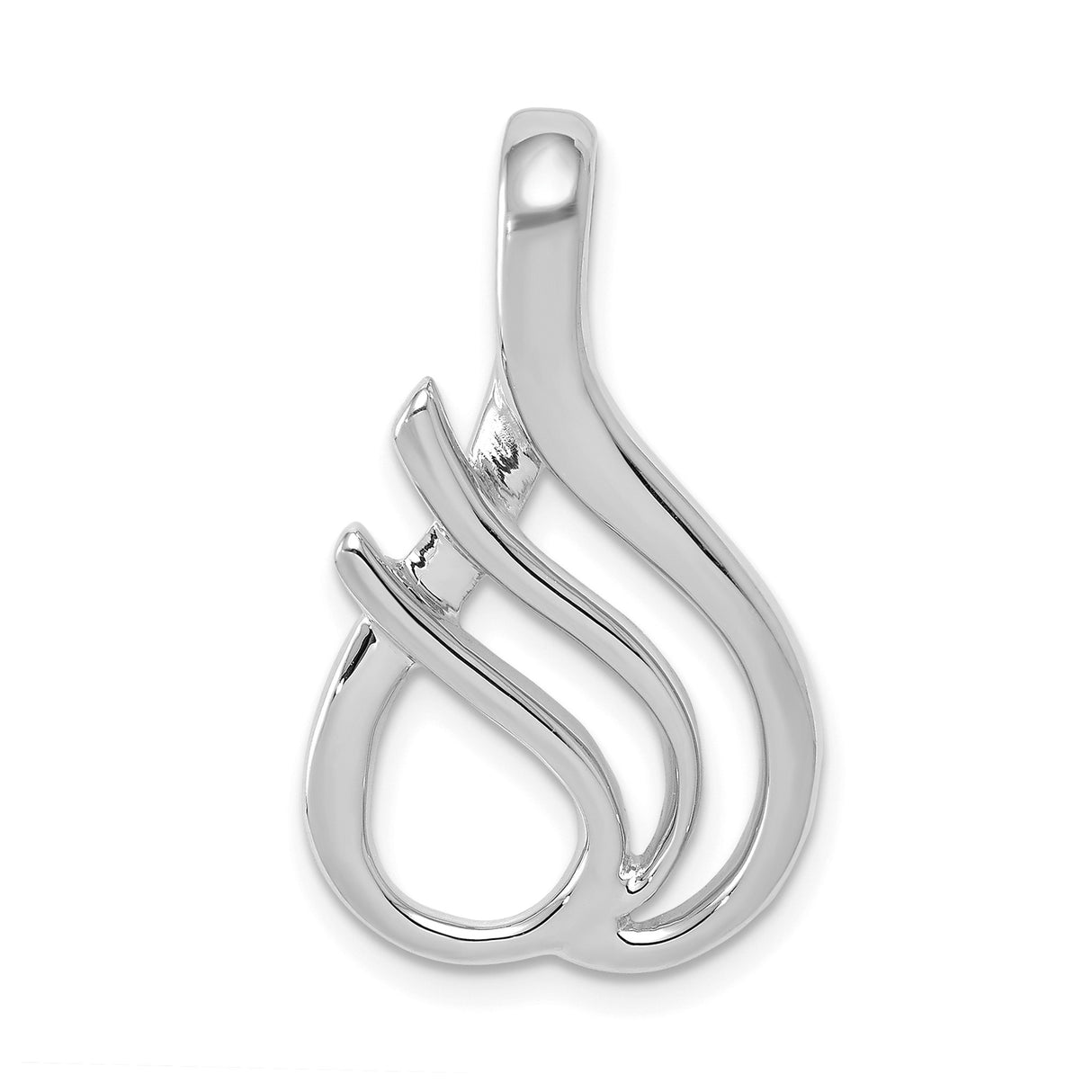 14k White Gold Abstract Flame Pendant with Fluid Design, Symbolic of Passion and Energy