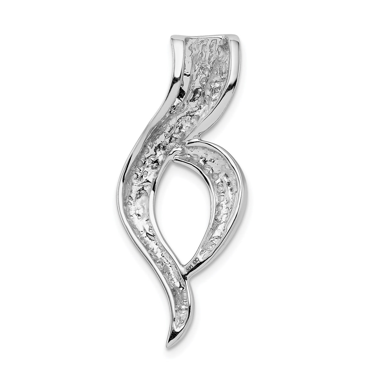 14k White Gold Flame Pendant with Abstract Modern Design for Women