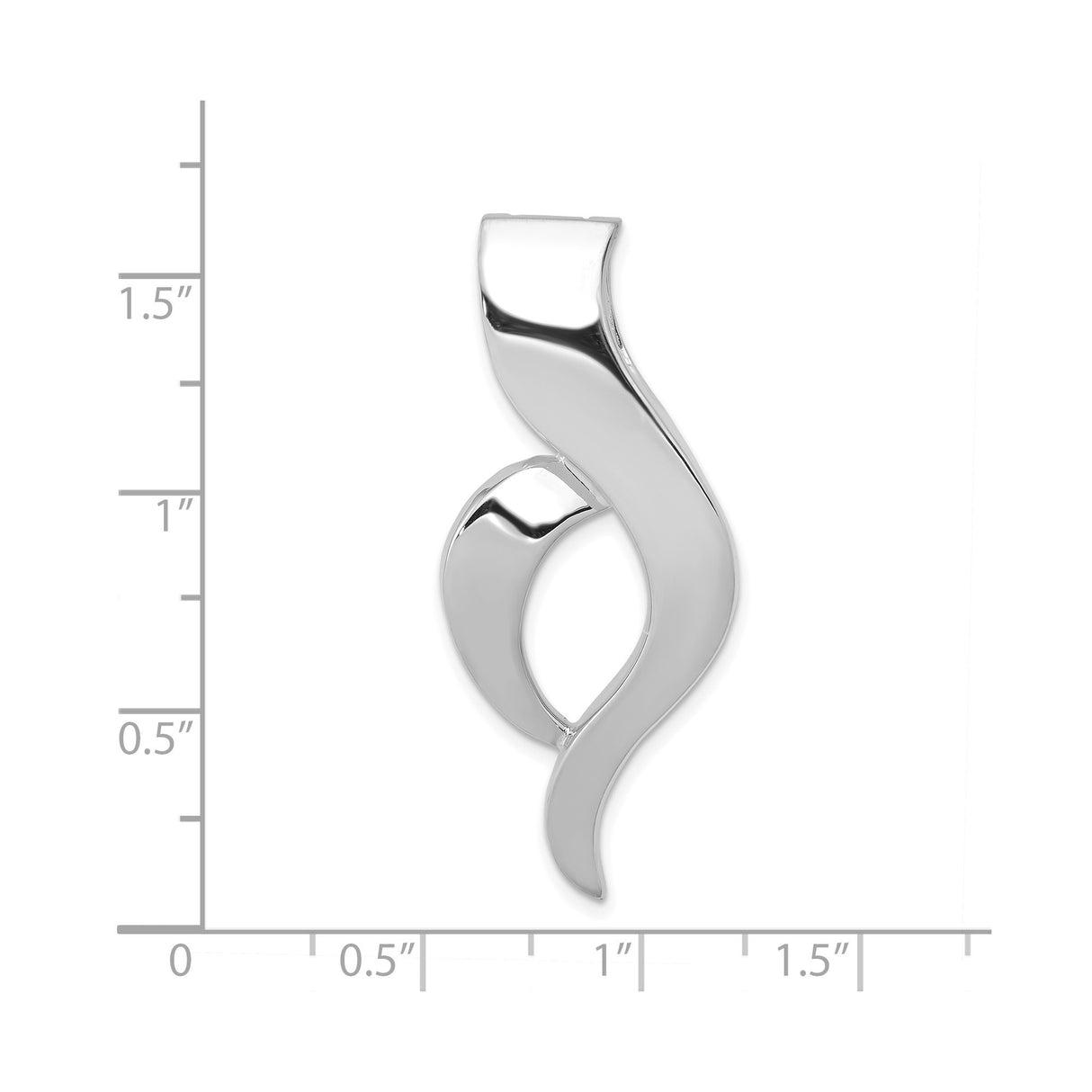 14k White Gold Flame Pendant with Abstract Modern Design for Women