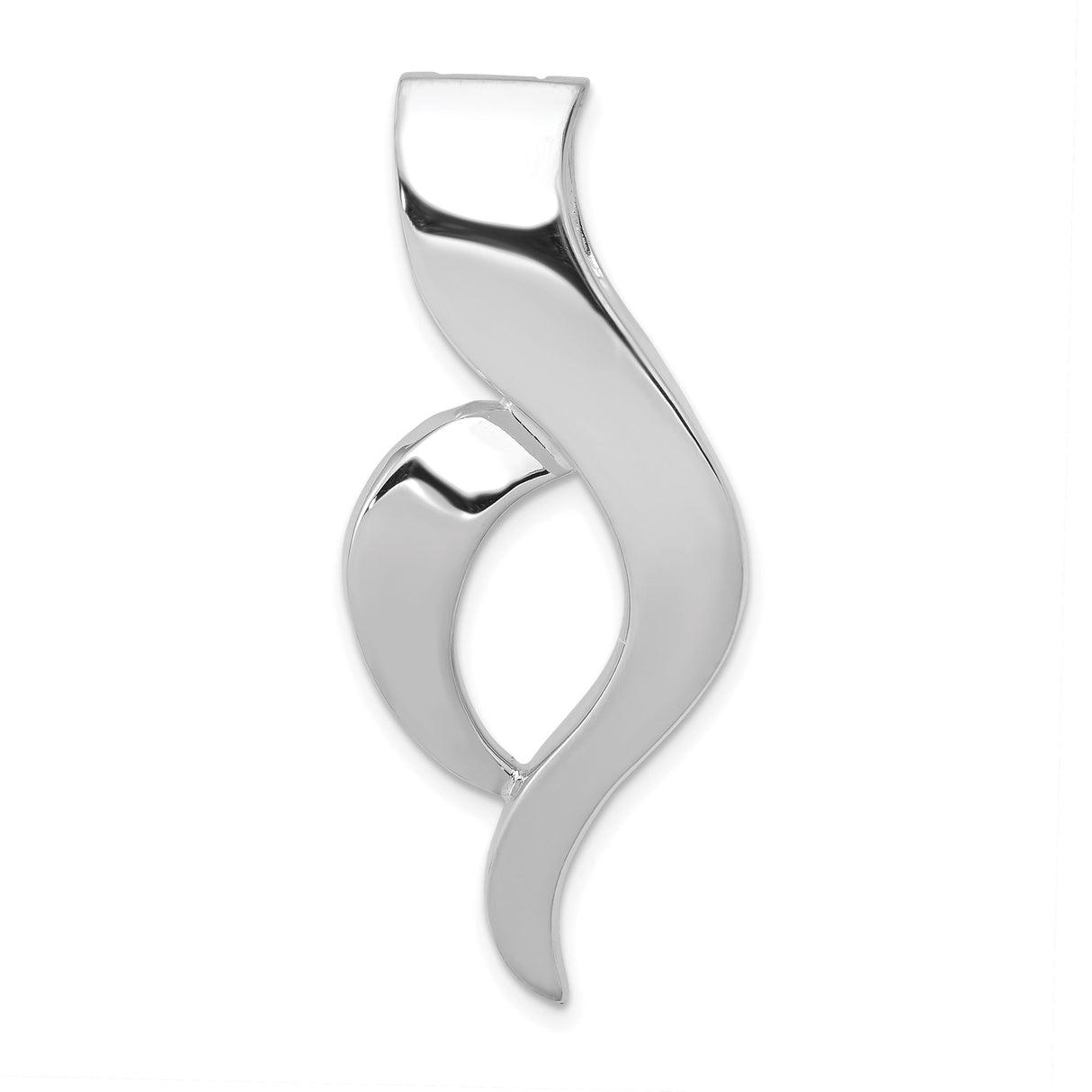 14k White Gold Flame Pendant with Abstract Modern Design for Women