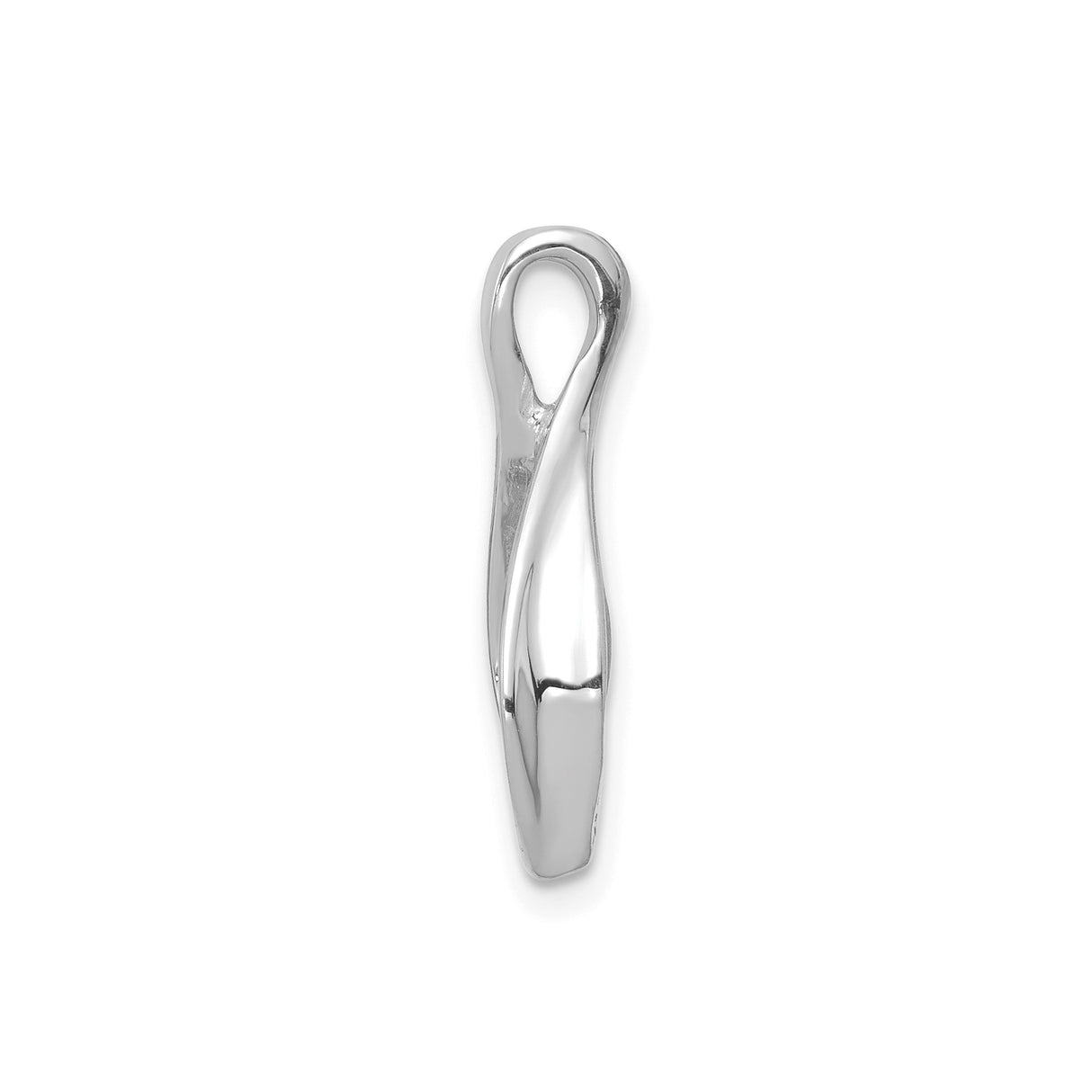14k White Gold Teardrop Pendant with Sleek Open Twist Design, Modern Minimalist Style for Women