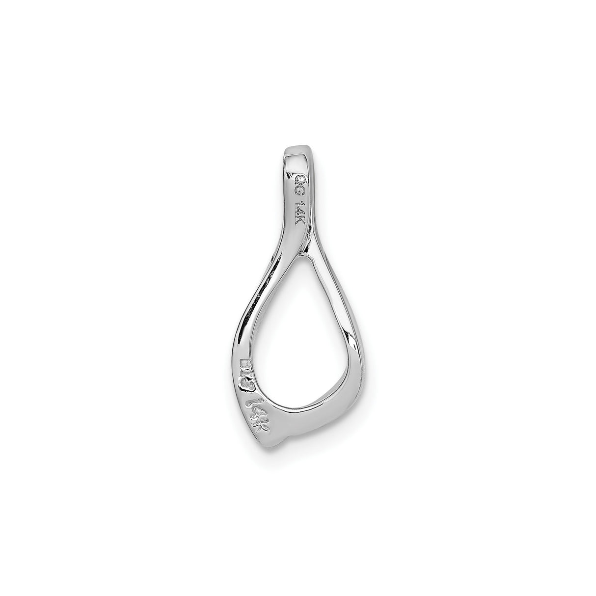 14k White Gold Teardrop Pendant with Sleek Open Twist Design, Modern Minimalist Style for Women