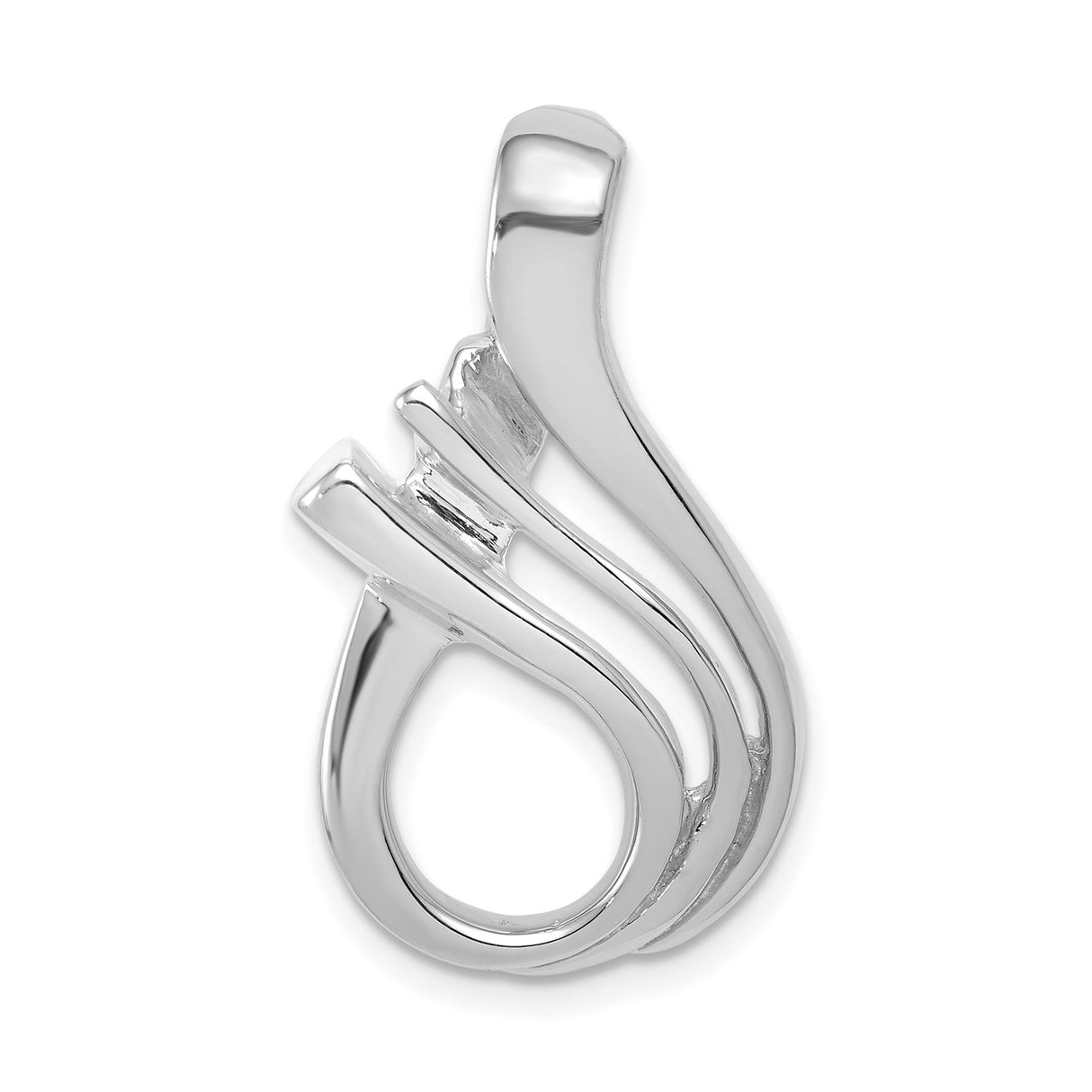 14k White Gold Flame Pendant with Abstract Modern Design for Women