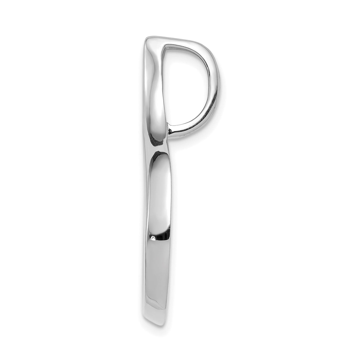 14k White Gold Flame Hook Pendant, Modern Abstract Design Symbolizing Strength and Energy, Unisex