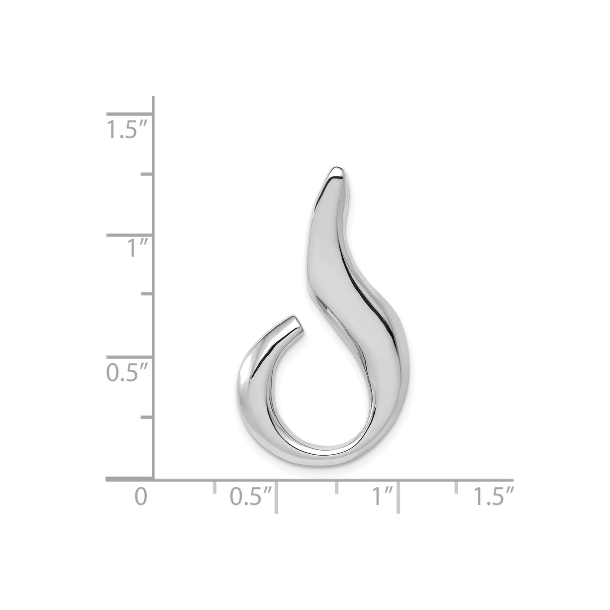 14k White Gold Flame Hook Pendant, Modern Abstract Design Symbolizing Strength and Energy, Unisex