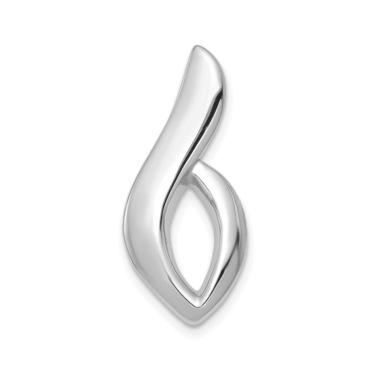 14k White Gold Pendant with Modern Abstract Flame Twist Design for Women