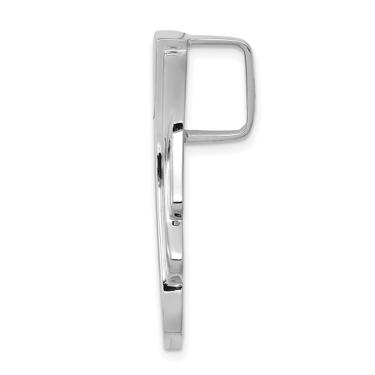 14k White Gold Pendant with Abstract Flame or Leaf Design, Modern Minimalist Jewelry for Women