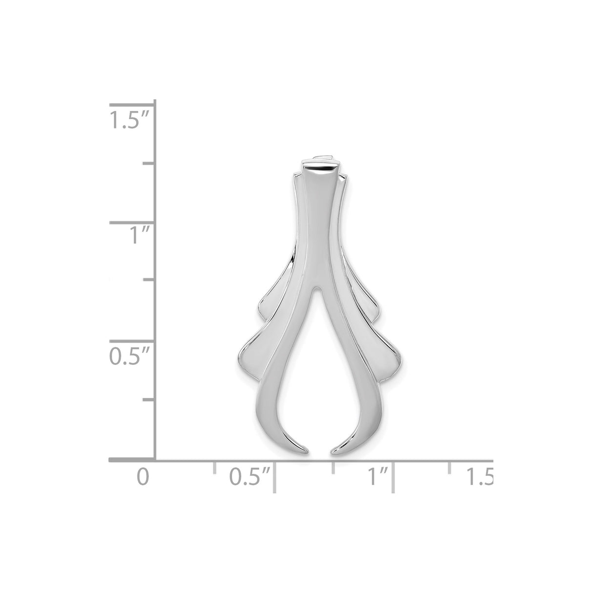 14k White Gold Pendant with Abstract Flame or Leaf Design, Modern Minimalist Jewelry for Women