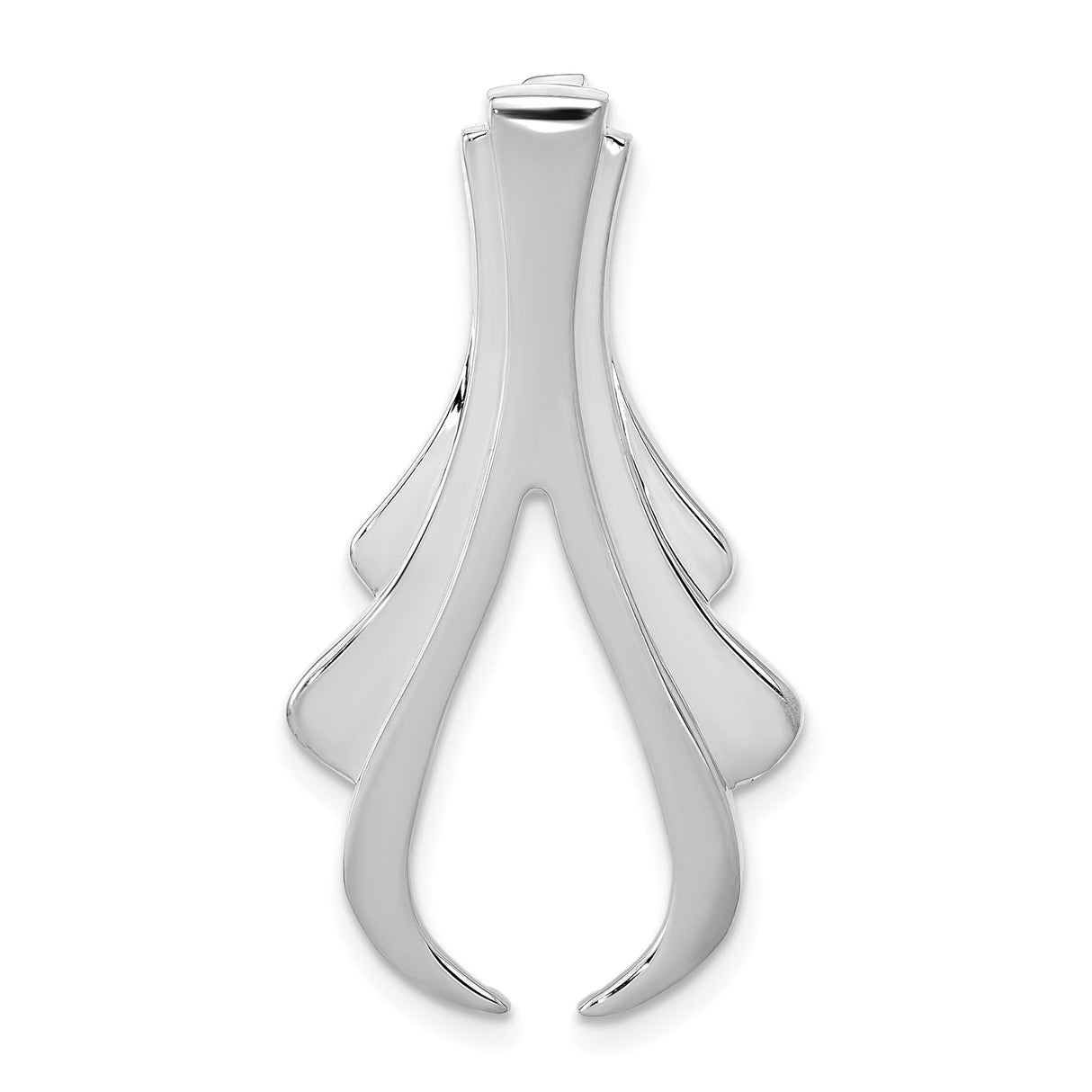 14k White Gold Pendant with Abstract Flame or Leaf Design, Modern Minimalist Jewelry for Women