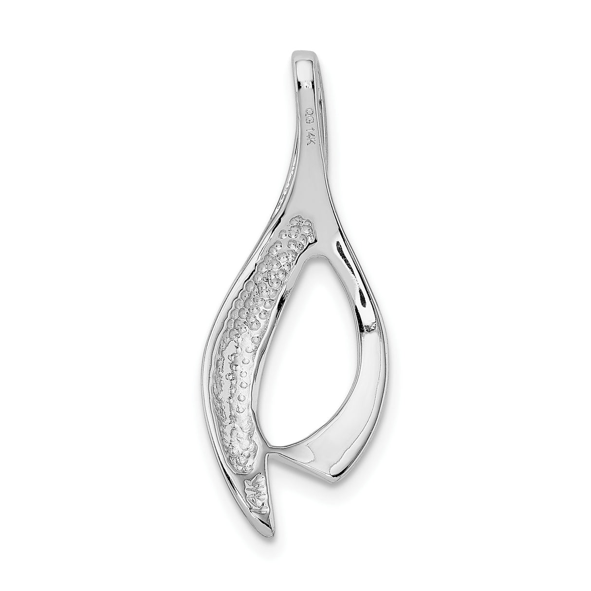 14k White Gold Flame Pendant with Open Abstract Design, Symbol of Inspiration and Renewal