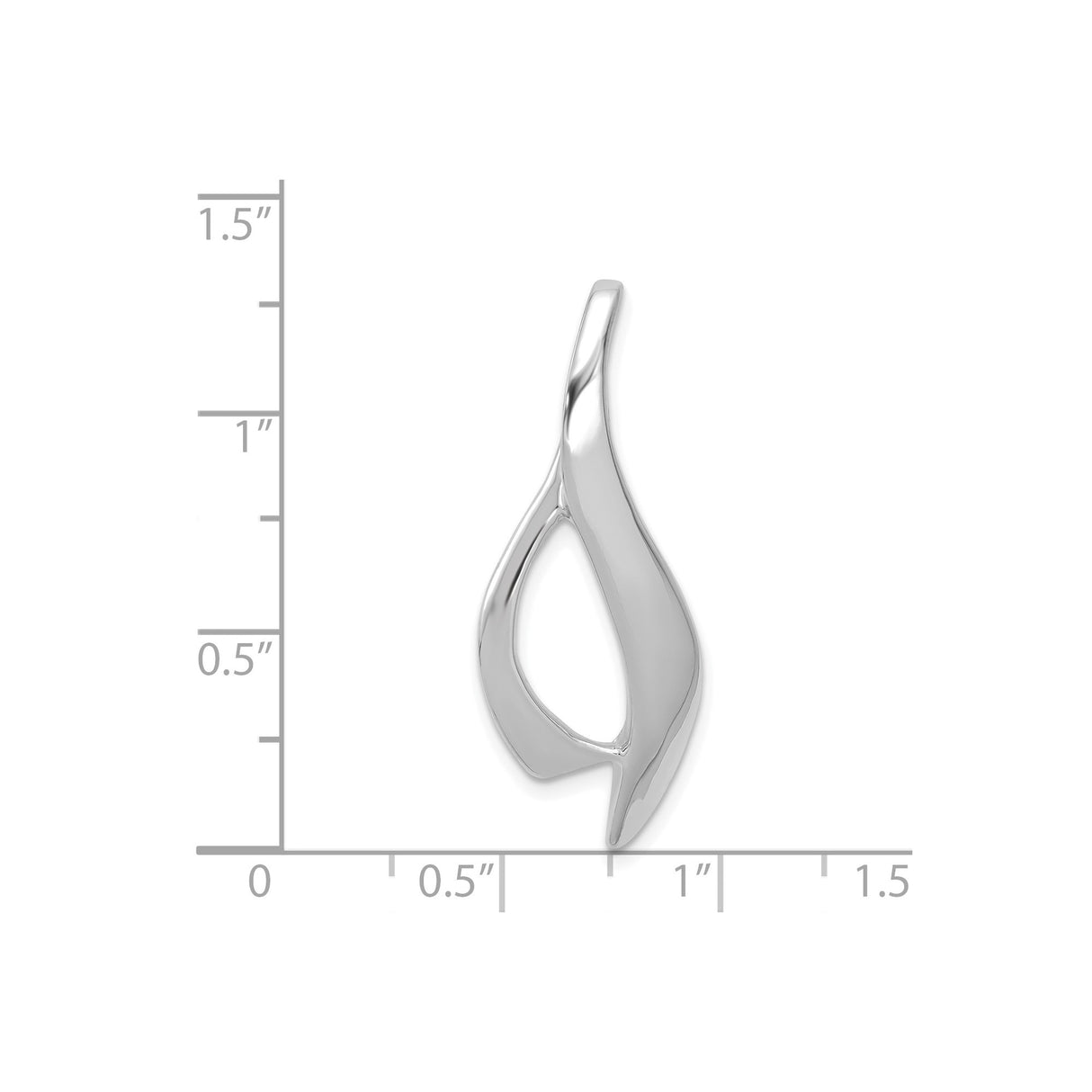 14k White Gold Flame Pendant with Open Abstract Design, Symbol of Inspiration and Renewal