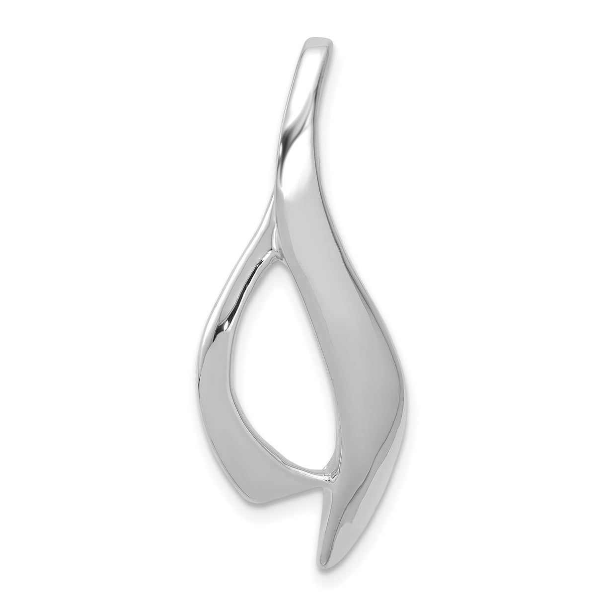 14k White Gold Flame Pendant with Open Abstract Design, Symbol of Inspiration and Renewal
