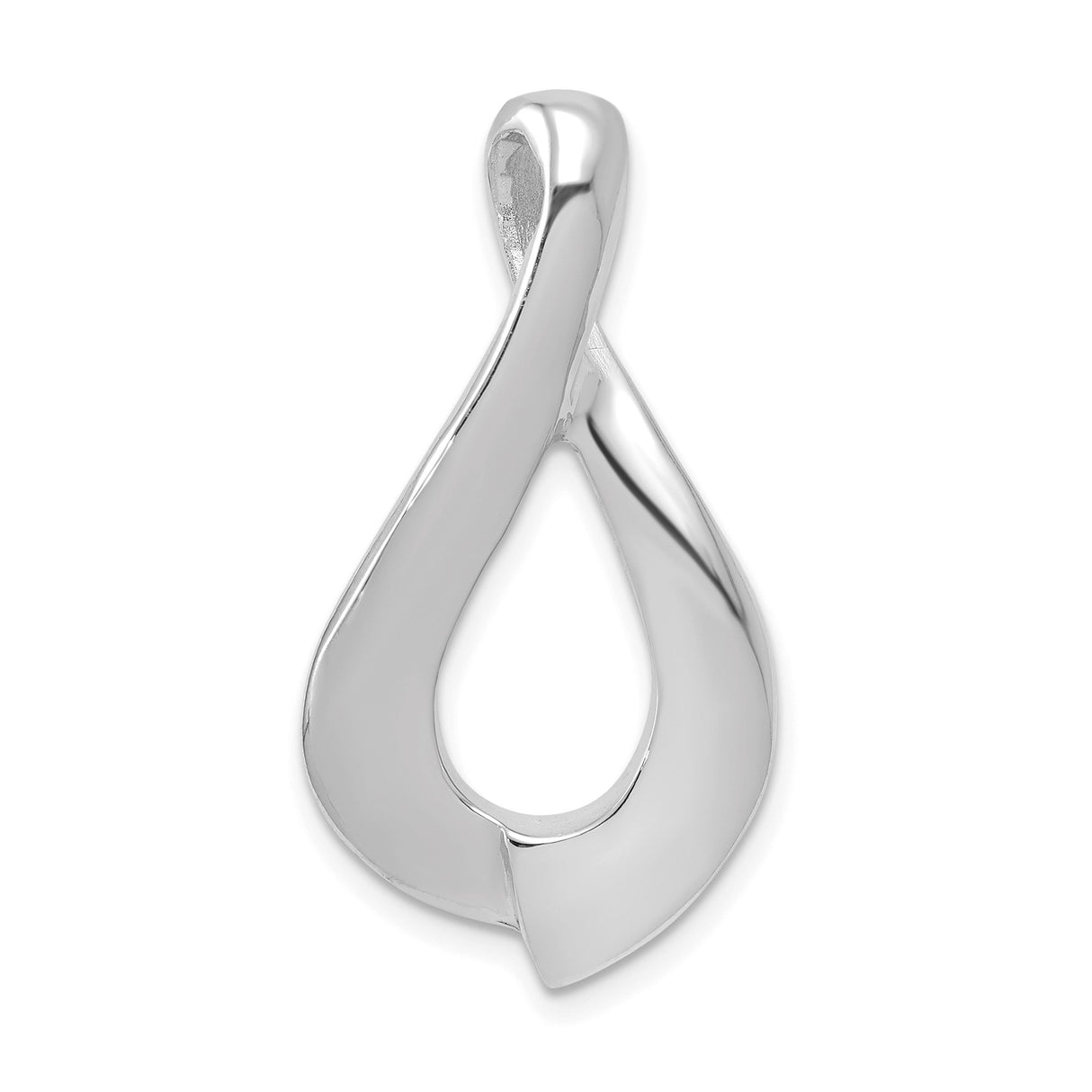 14k White Gold Teardrop Pendant, Abstract Open Design, Modern Minimalist Style for Women