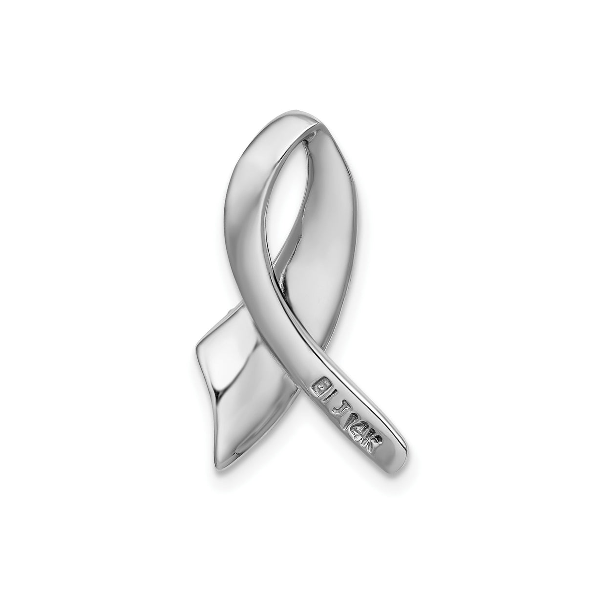 14k White Gold Awareness Ribbon Pendant, Symbol of Hope and Support for Women