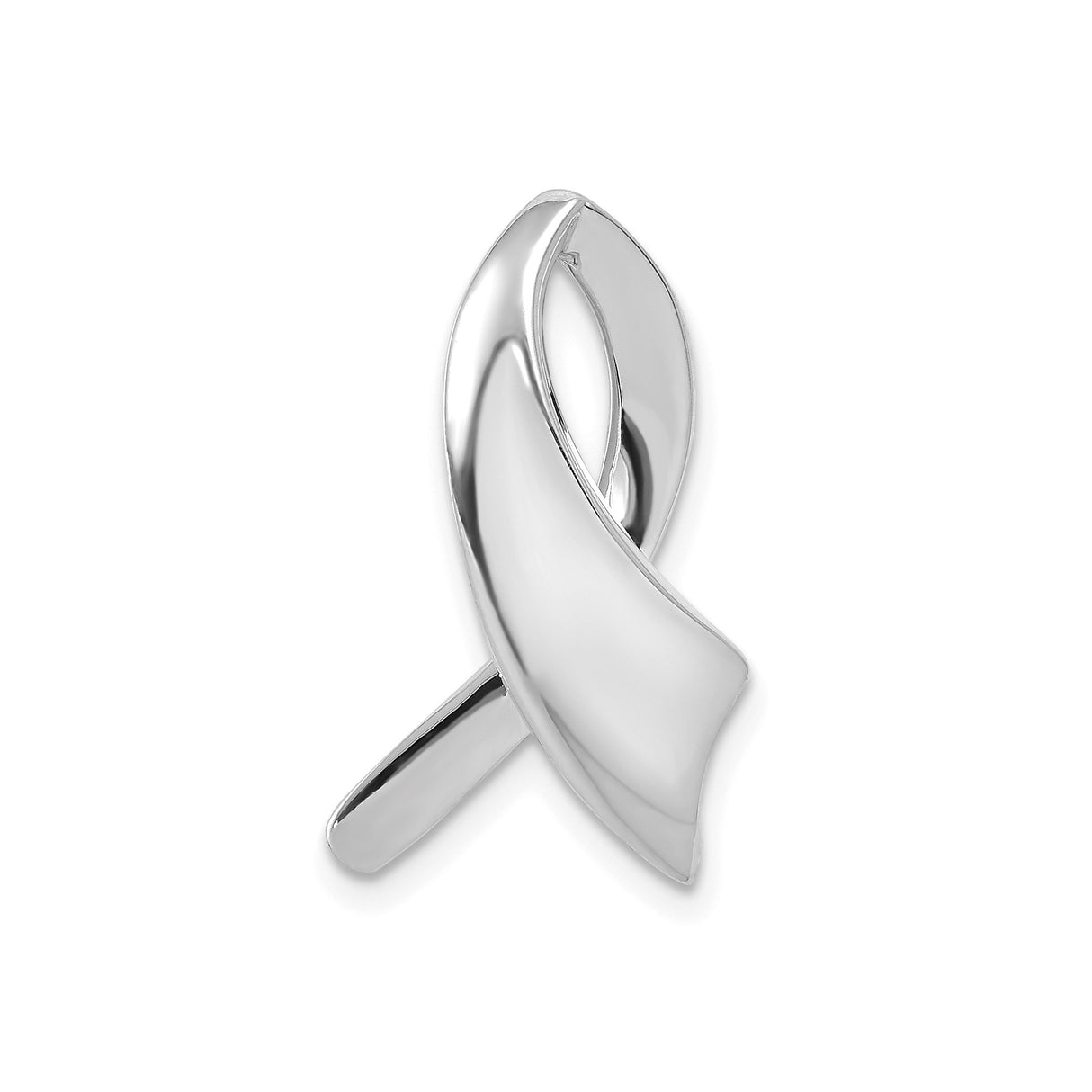 14k White Gold Awareness Ribbon Pendant, Symbol of Hope and Support for Women