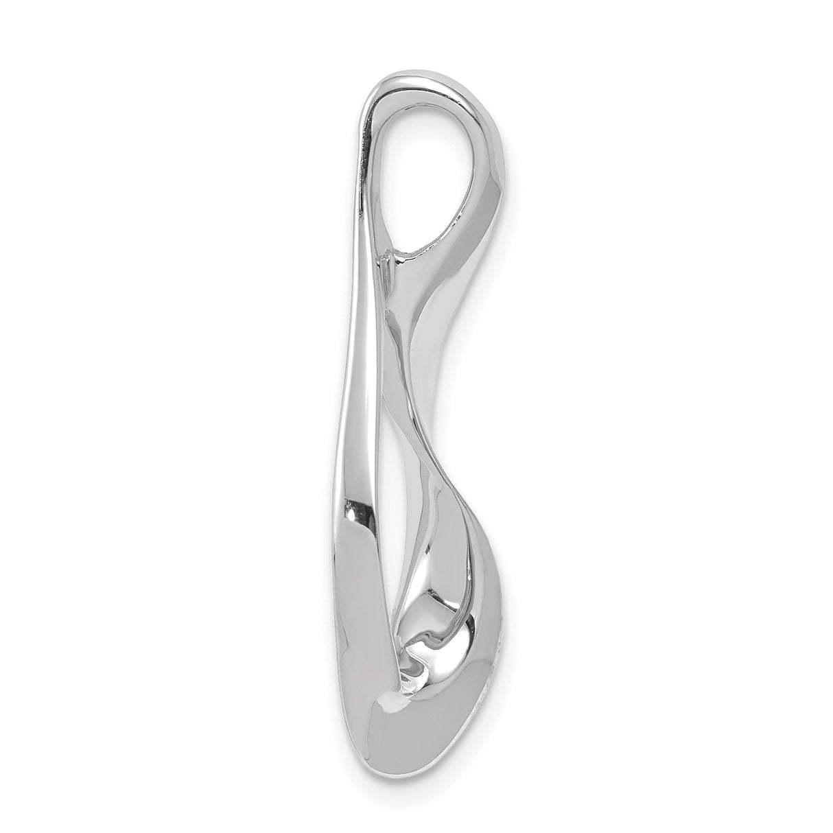 14k White Gold Teardrop Pendant with Modern Open Design and Polished Finish
