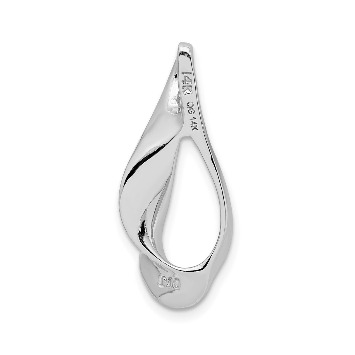14k White Gold Teardrop Pendant with Modern Open Design and Polished Finish