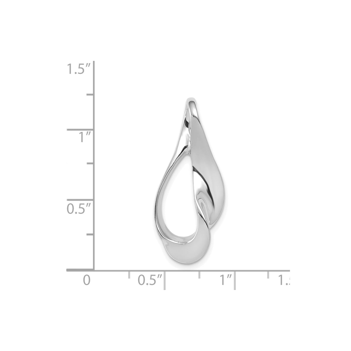 14k White Gold Teardrop Pendant with Modern Open Design and Polished Finish