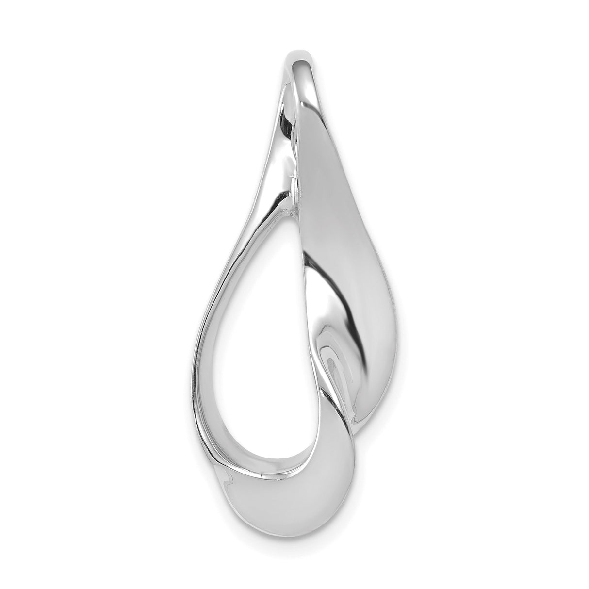 14k White Gold Teardrop Pendant with Modern Open Design and Polished Finish