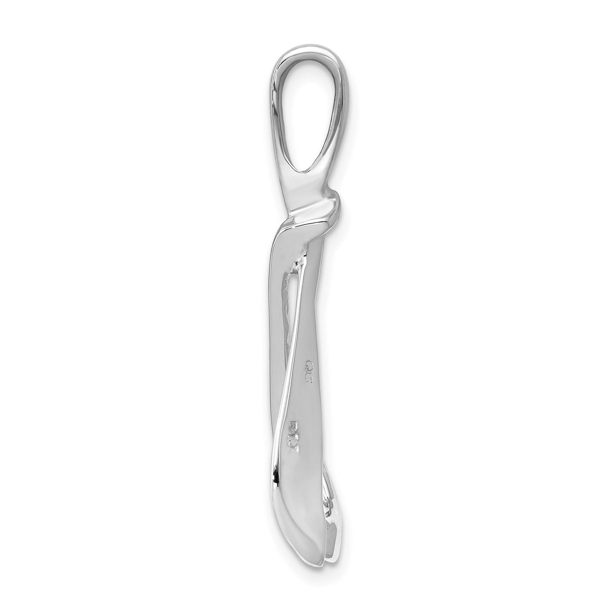 14k White Gold Teardrop Pendant with Open Loop Design and Polished Finish