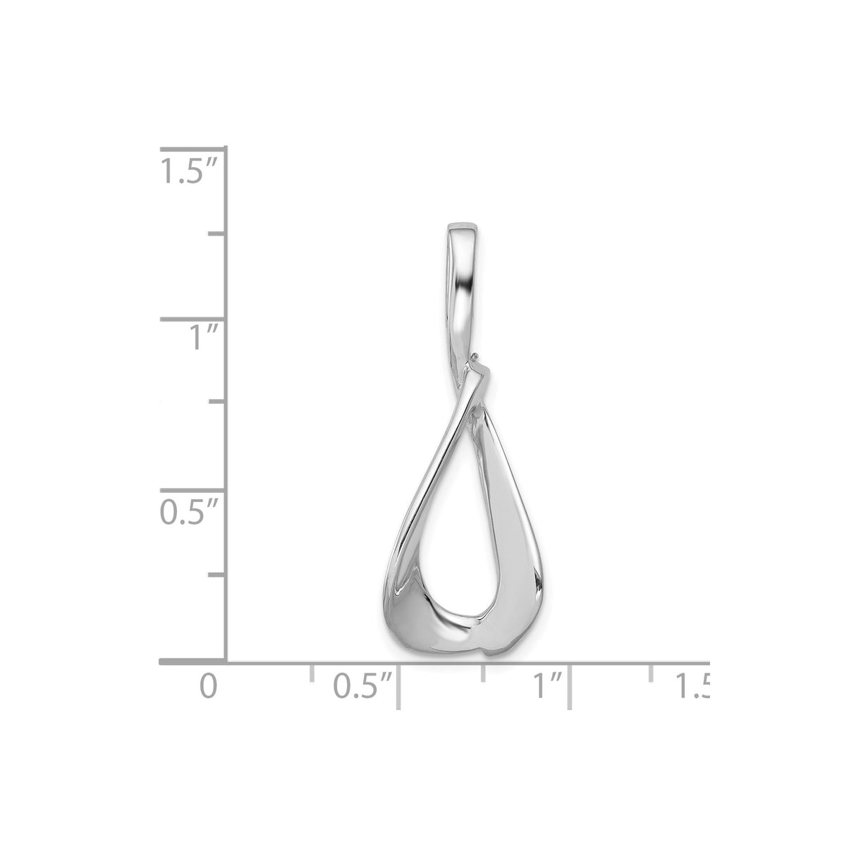 14k White Gold Teardrop Pendant with Open Loop Design and Polished Finish