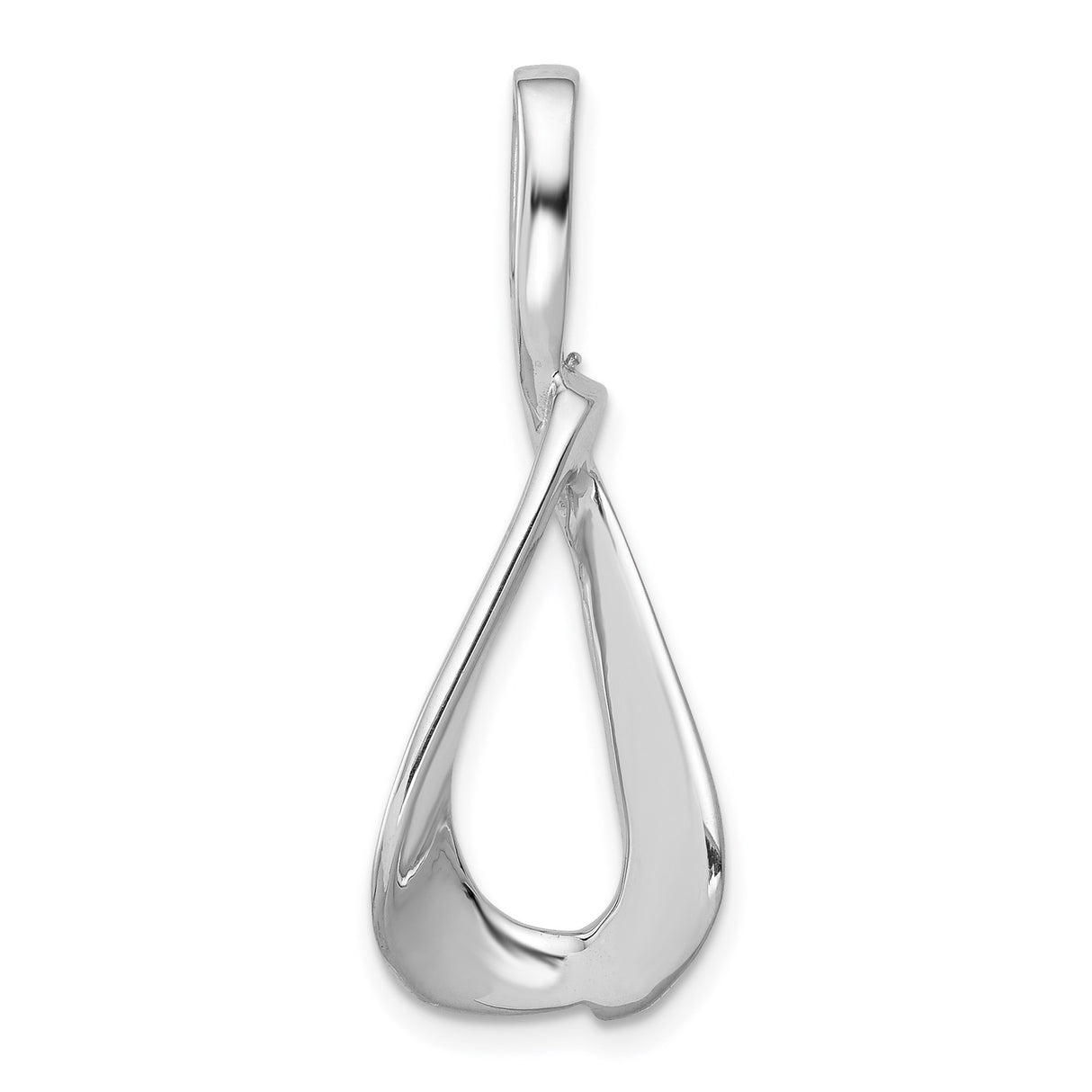 14k White Gold Teardrop Pendant with Open Loop Design and Polished Finish
