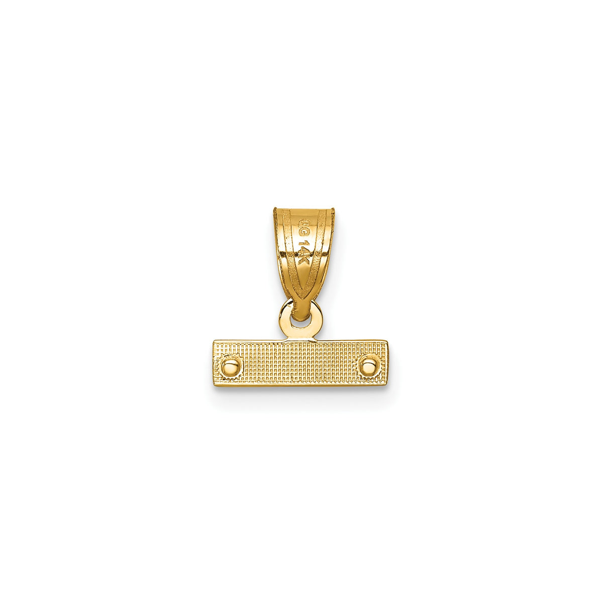 14k Yellow Gold Horizontal Bar Pendant, Scalloped Edge, Engraving Ready, Unisex Charm