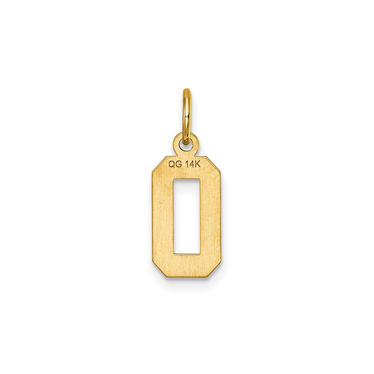 14k Yellow Gold Number 0 Pendant Charm with Beveled Edge and Polished Finish