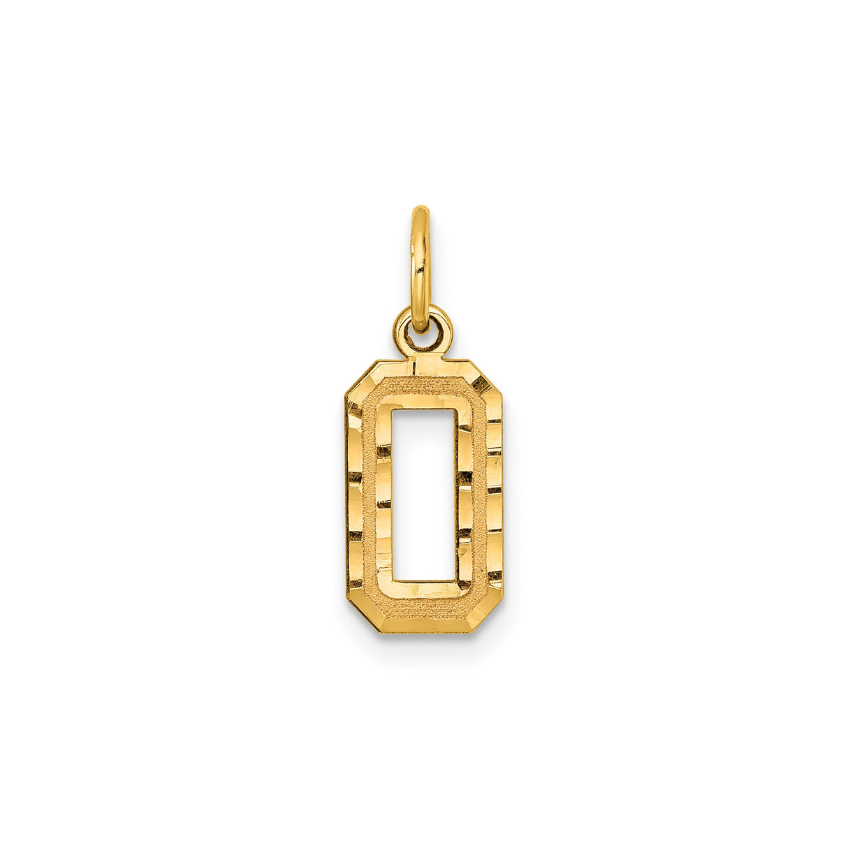 14k Yellow Gold Number 0 Pendant Charm with Beveled Edge and Polished Finish
