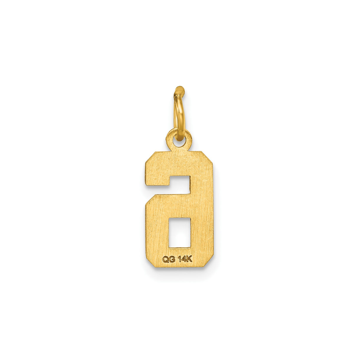 14k Yellow Gold Number 6 Pendant, Textured and Polished Finish, Unisex Numeric Charm