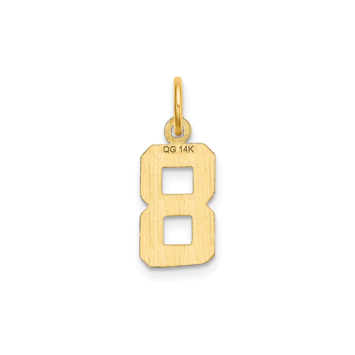 14k Yellow Gold Number 8 Charm Pendant with Diamond Cut Finish, Small Unisex Design