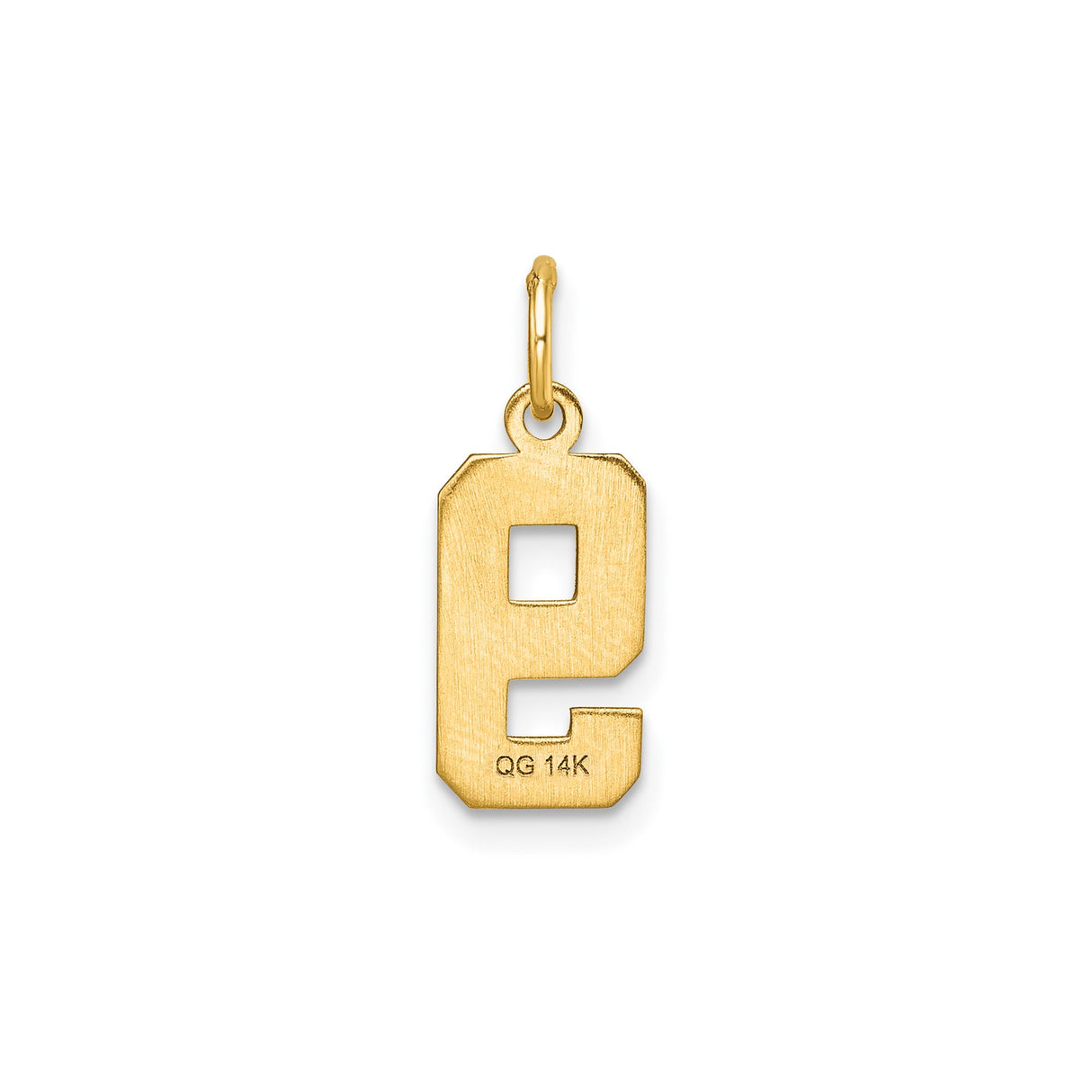 14k Yellow Gold Number 9 Pendant, Textured and Polished Finish, Unisex Charm