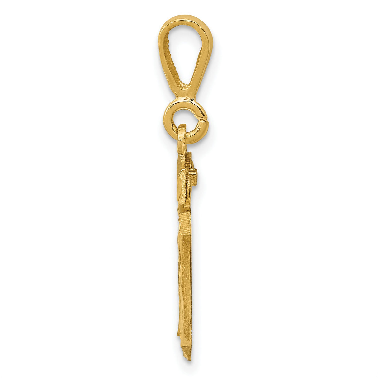 14k Yellow Gold Number 10 Pendant, Polished and Textured Block Font, Unisex Sports Charm