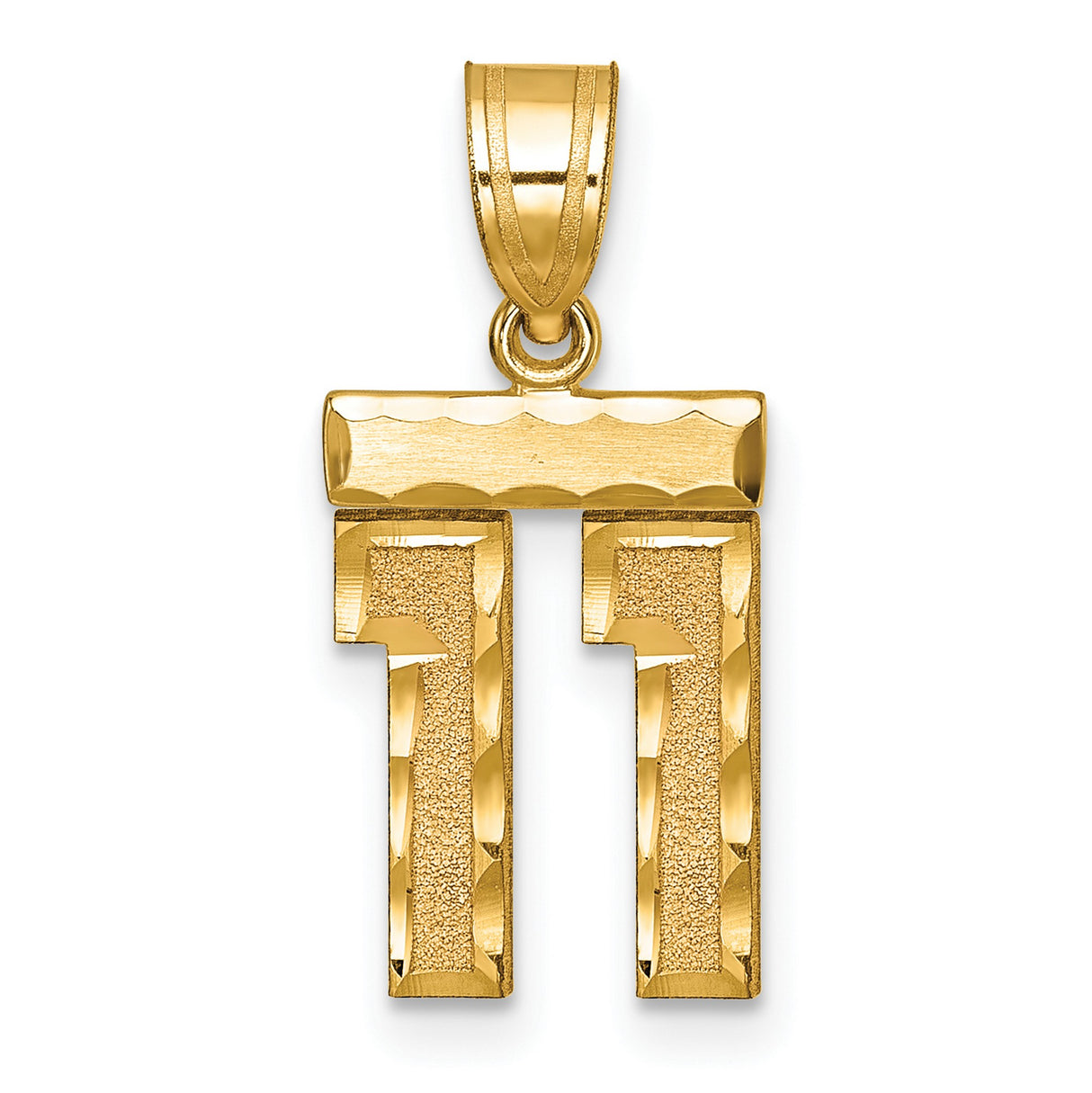 14k Yellow Gold Chai Pendant with Hebrew Symbol for Life, Textured and Polished Religious Jewelry