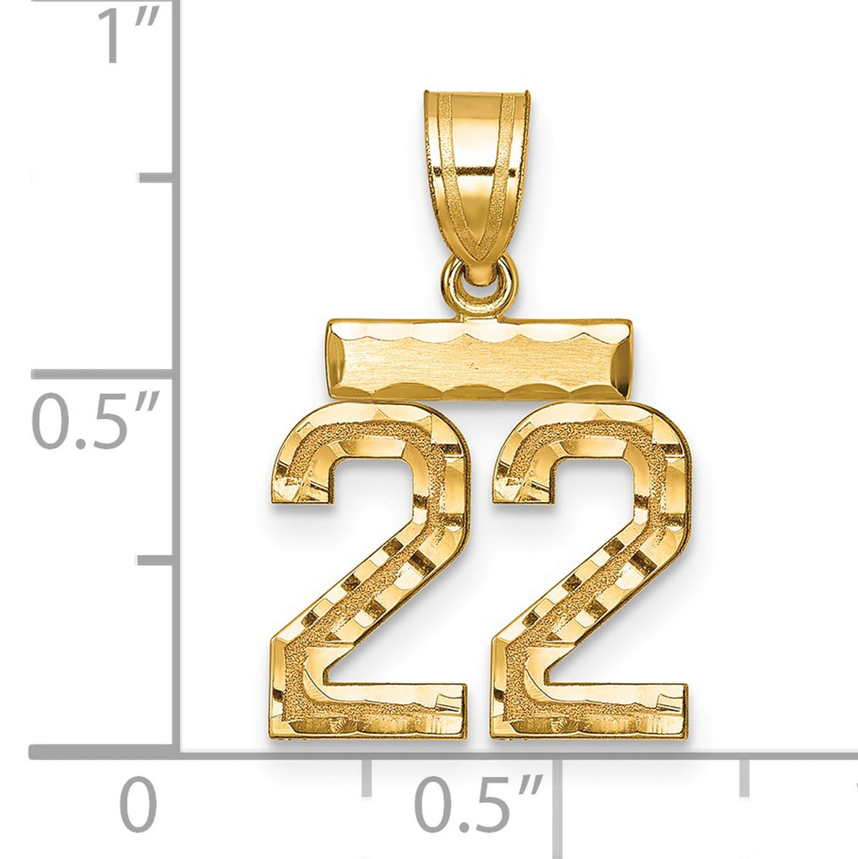 14k Yellow Gold Number 22 Pendant, Bold Textured Jersey Number Charm, Unisex Design