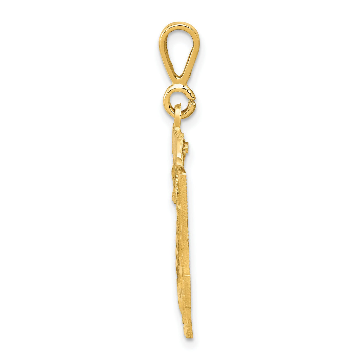 14k Yellow Gold Number 24 Pendant, Polished and Textured Jersey Sports Charm, Men's Urban Style