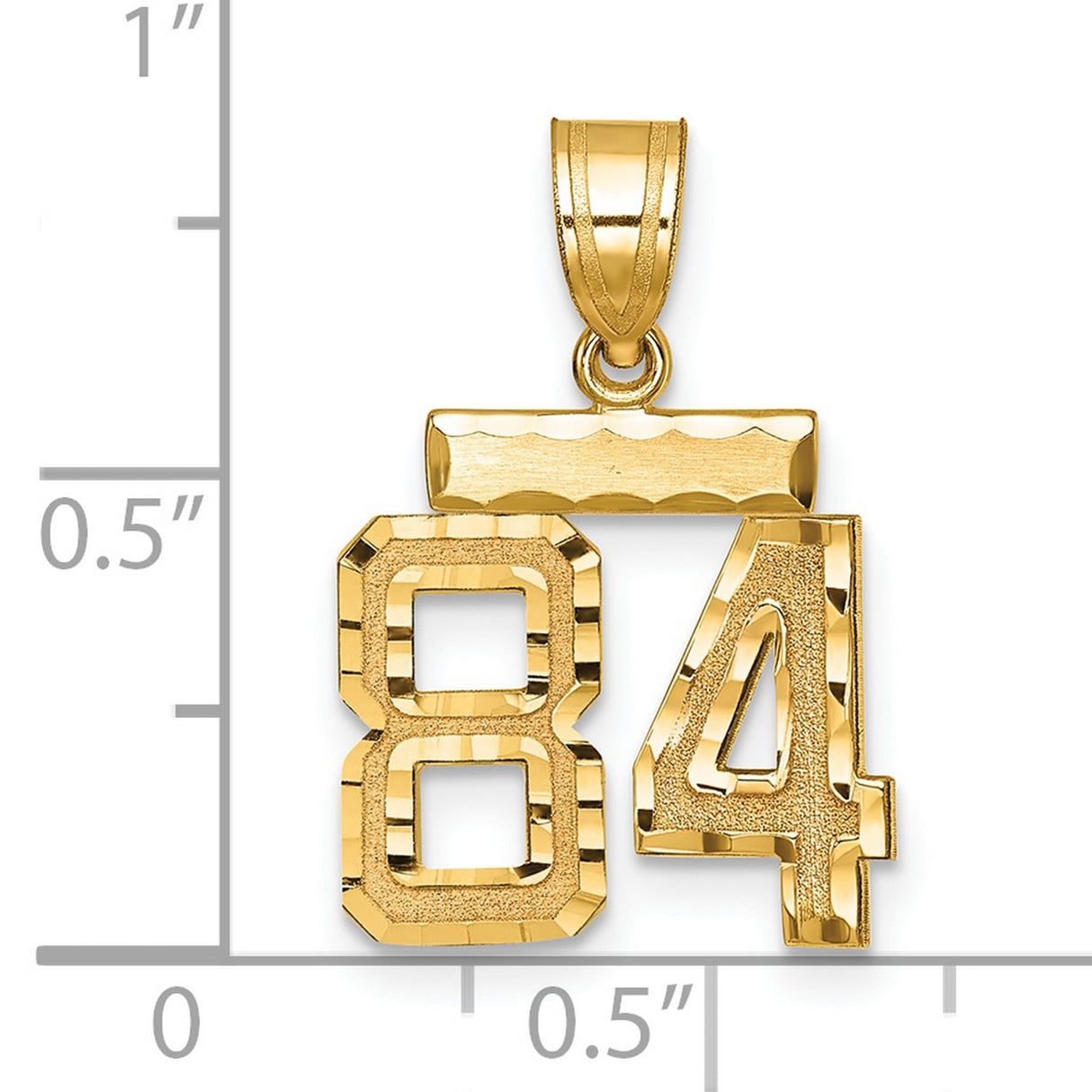 14k Yellow Gold Number 84 Pendant with Polished Bail, Bold Textured Charm for Men or Unisex