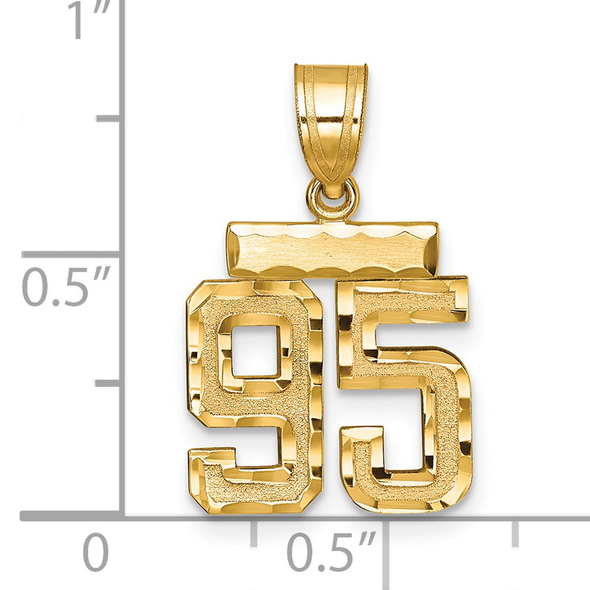 14k Yellow Gold 95 Pendant with Bold Cut-Out Digits, Textured Block Numbers for Men or Unisex