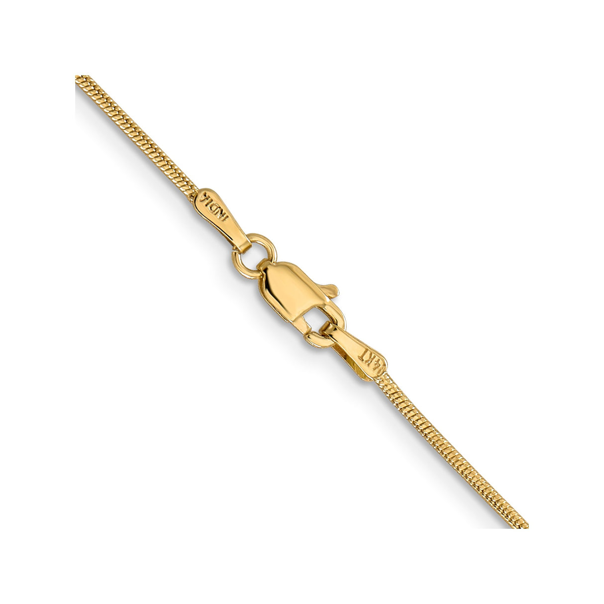 14K Yellow Gold 1.1 mm Polished Chain Necklace, Solid alternate angle